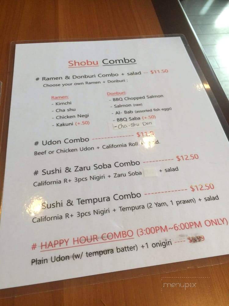 Sho Bu - Coquitlam, BC menu_pic