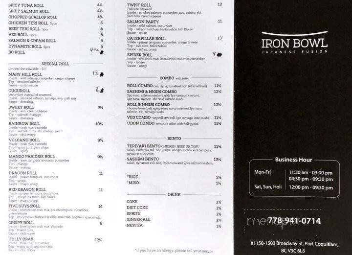 Iron Bowl Japanese Fusion - Port Coquitlam, BC menu_pic