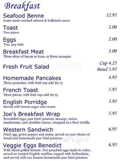 Joe's Atlantic Grill - Port Moody, BC menu_pic