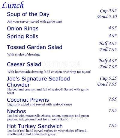 Joe's Atlantic Grill - Port Moody, BC menu_pic
