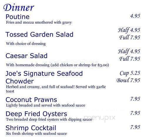Joe's Atlantic Grill - Port Moody, BC menu_pic