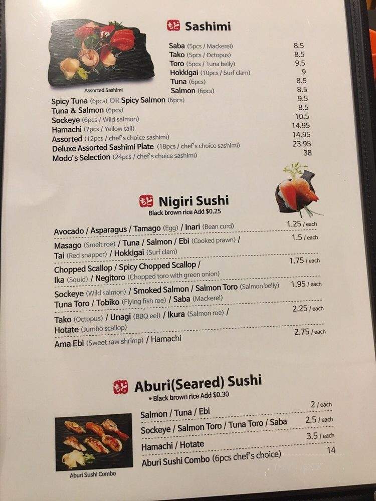 Sushi Modo - Burnaby, BC menu_pic