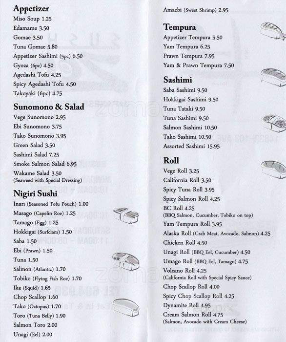 Sushi Zen - Surrey, BC menu_pic