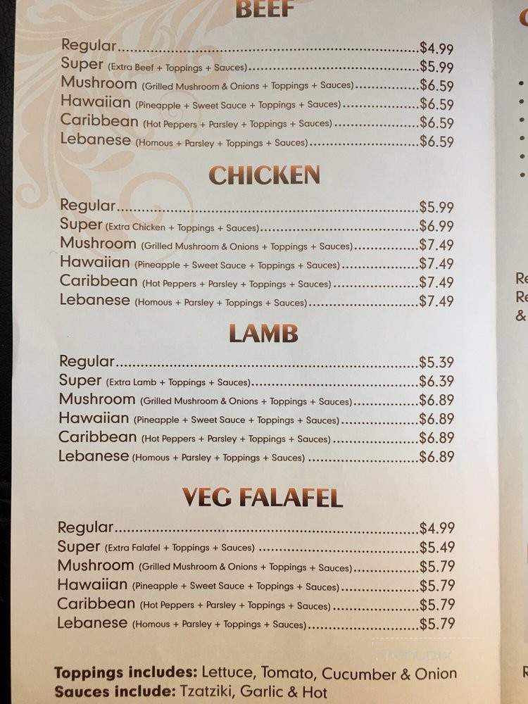 Donair Affair - Surrey, BC menu_pic