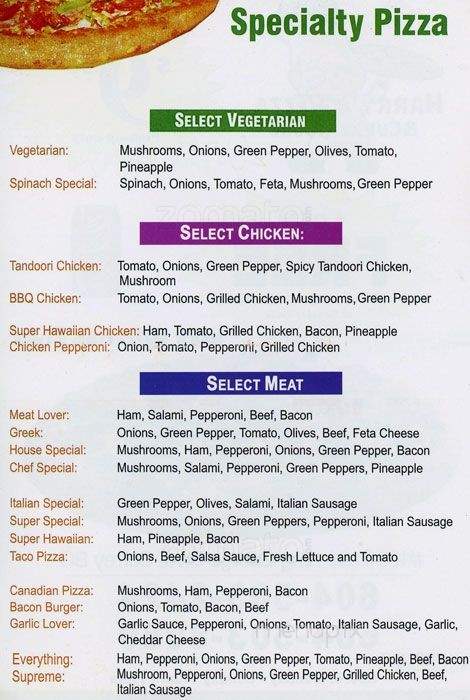 Harrys pizza and curry house - Surrey, BC menu_pic