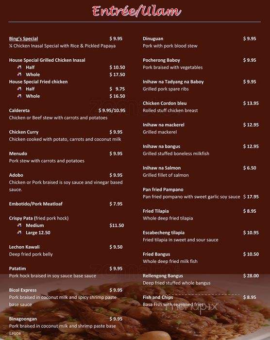 Bing's Kitchenette - Greater Vancouver, BC menu_pic