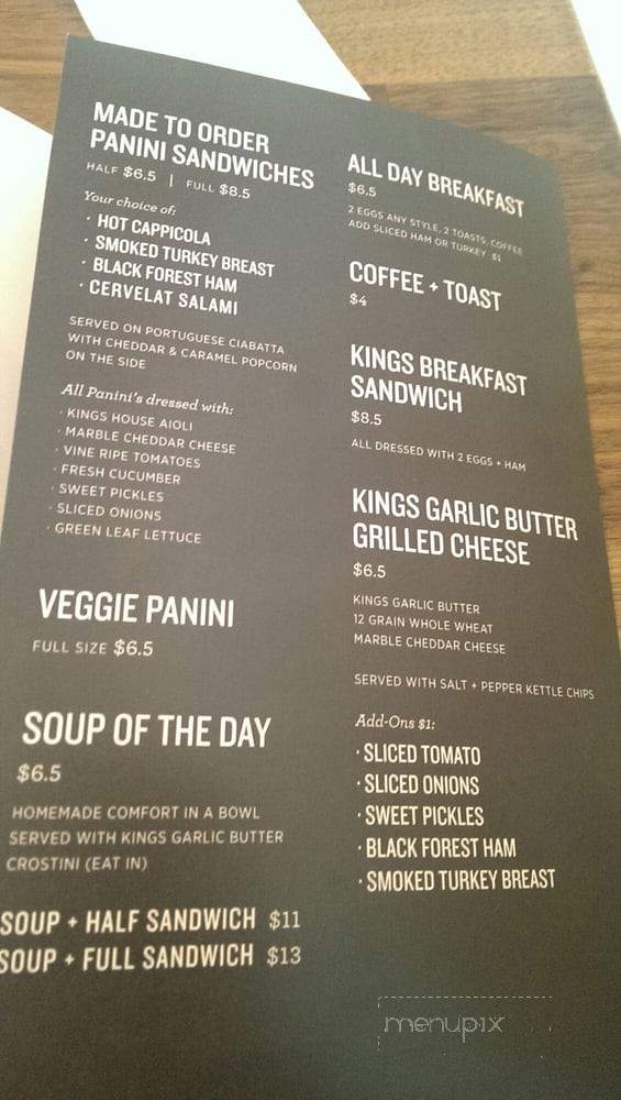 King's Cafe - Vancouver, BC menu_pic