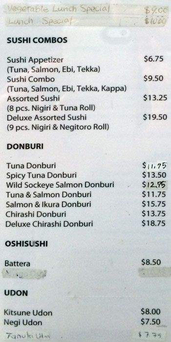 Sushi By Yuji - Vancouver, BC menu_pic