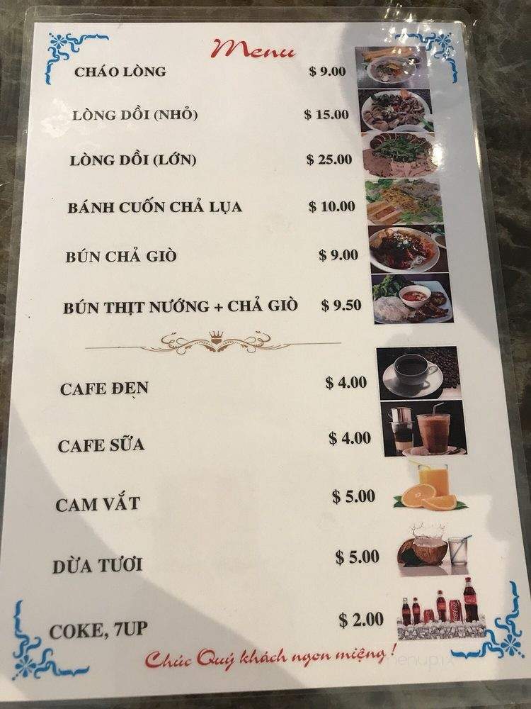Dang Anh Cafe - Vancouver, BC menu_pic