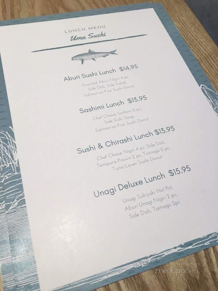 Uma Sushi - Vancouver, BC menu_pic