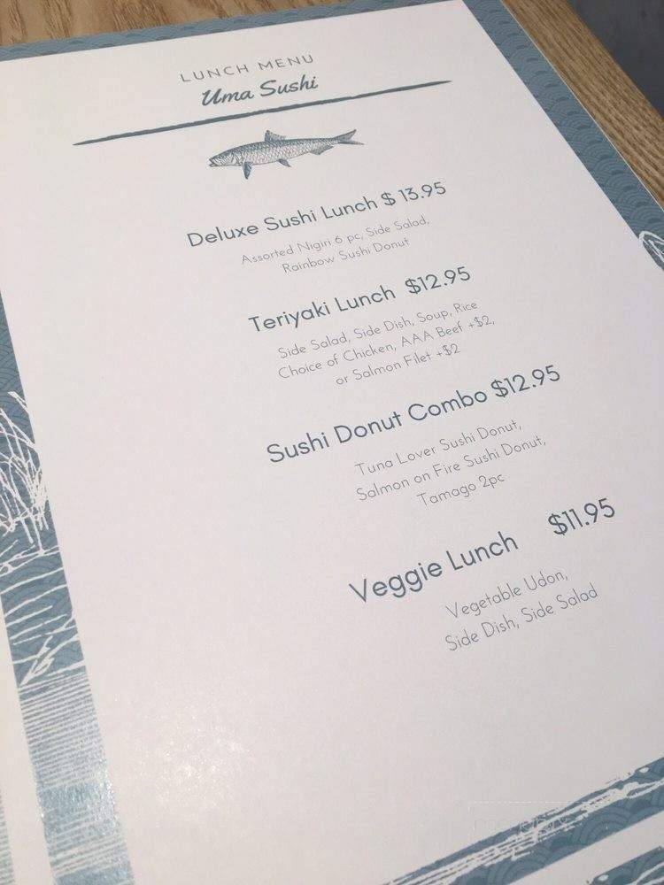 Uma Sushi - Vancouver, BC menu_pic