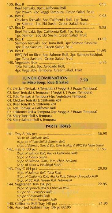 Sushi Dragon - Vancouver, BC menu_pic