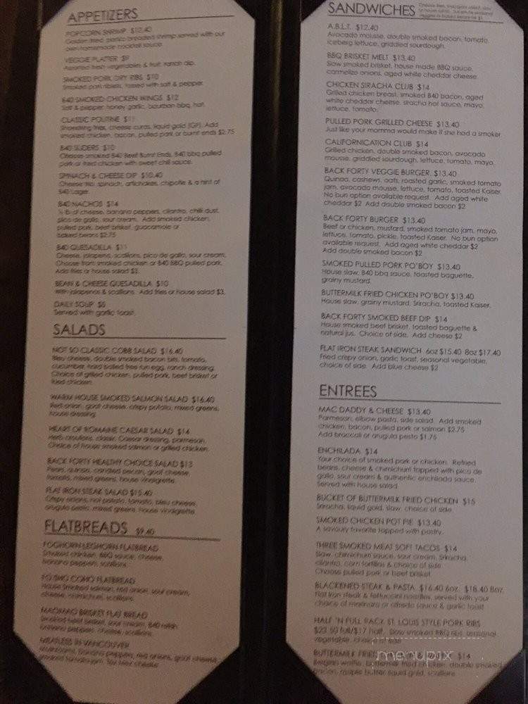 Back Forty - Vancouver, BC menu_pic