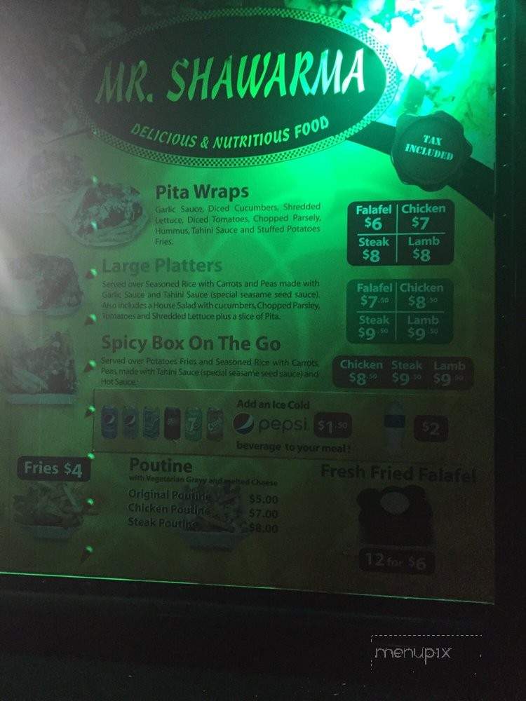 Mr. Shawarma - Vancouver, BC menu_pic