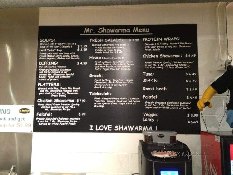 Mr. Shawarma - Vancouver, BC menu_pic