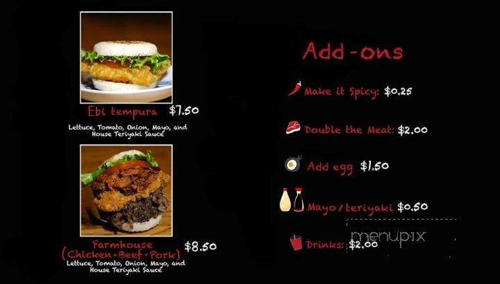 Rice Burger - Vancouver, BC menu_pic