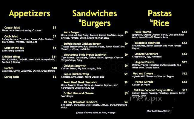 Mezz Cafe & Lounge - Richmond, BC menu_pic