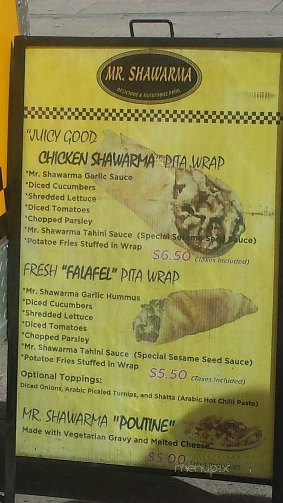 Mr. Shawarma - Vancouver, BC menu_pic
