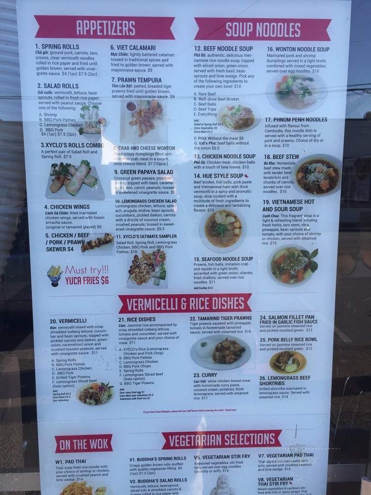 Xyclo Vietnamese Cusine - Richmond, BC menu_pic