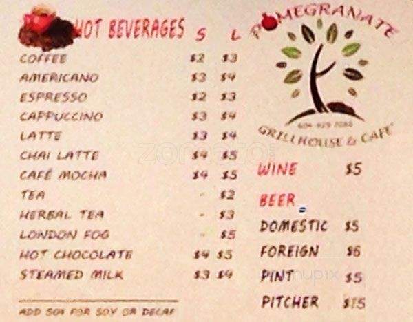 Pomegranate Grillhouse & Cafe - North Vancouver, BC menu_pic