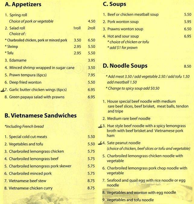 Pho Bon Mua - North Vancouver, BC menu_pic