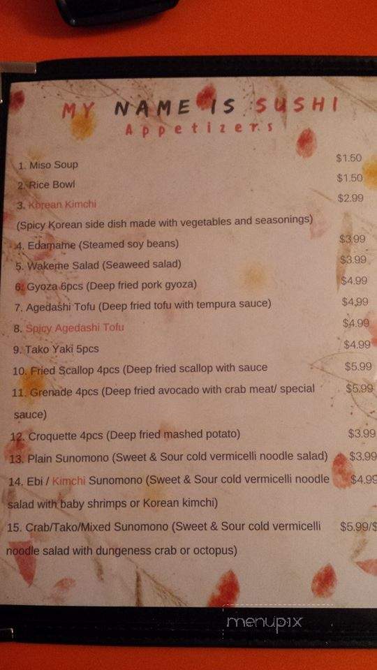 My Name Is Sushi - Victoria, BC menu_pic