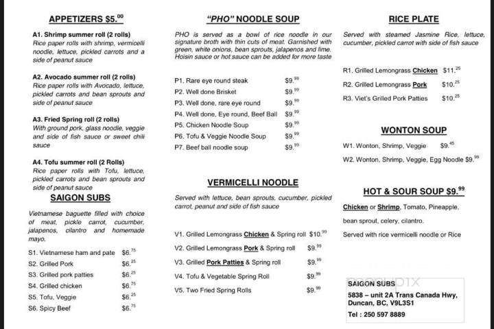 Saigon Subs - Duncan, BC menu_pic