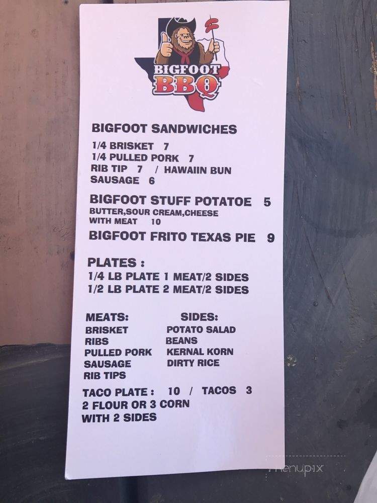BigFoot BBQ - Cypress, TX menu_pic