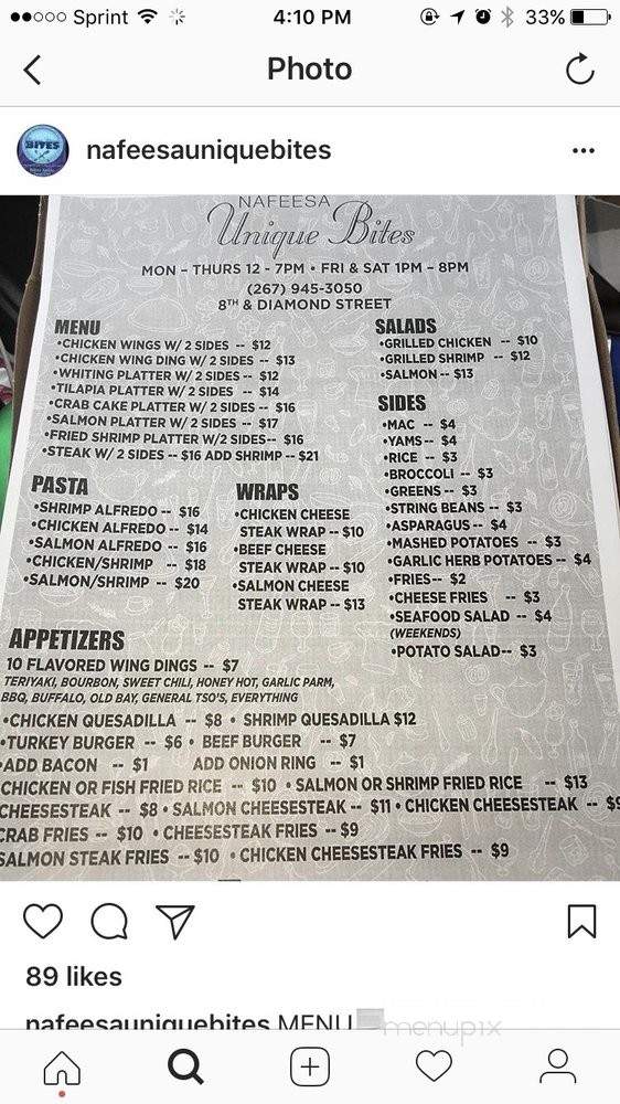 Nafeesa Unique Bites - Philadelphia, PA menu_pic