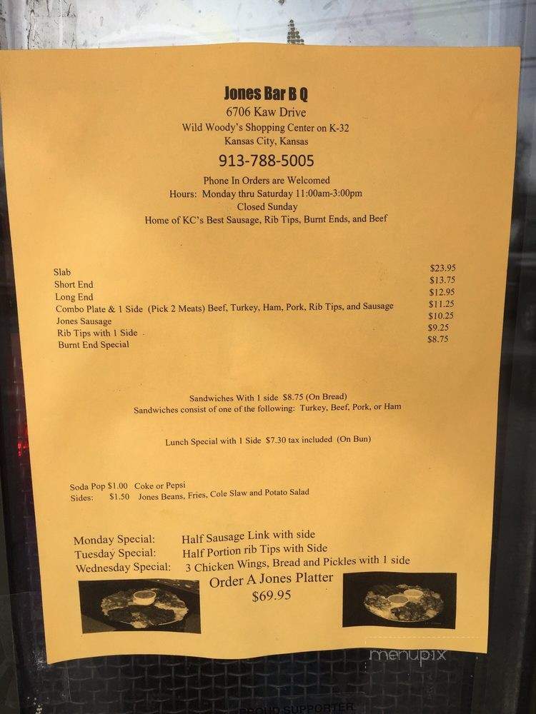 Jones BBQ - Kansas City, KS menu_pic