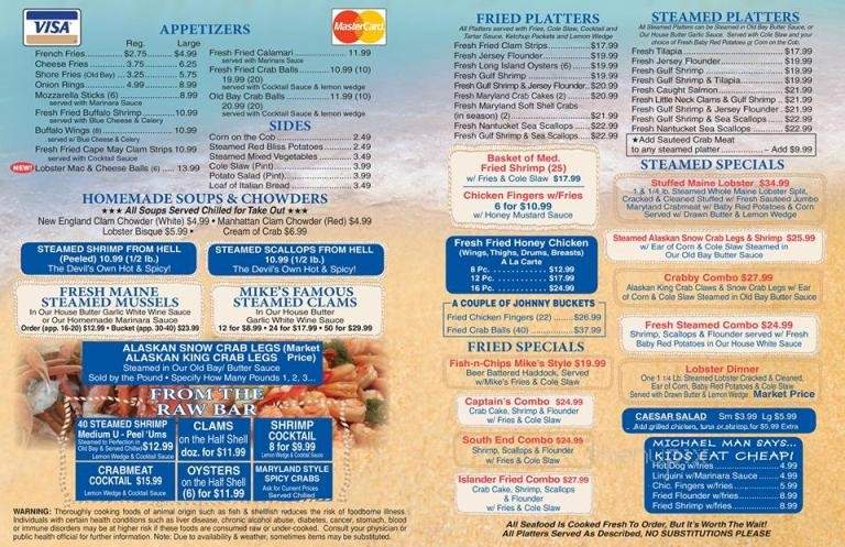 Mike's Seafood - Ocean City, NJ menu_pic