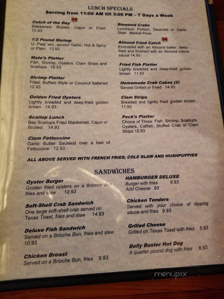 Peck's Old Port Cove - Crystal River, FL menu_pic