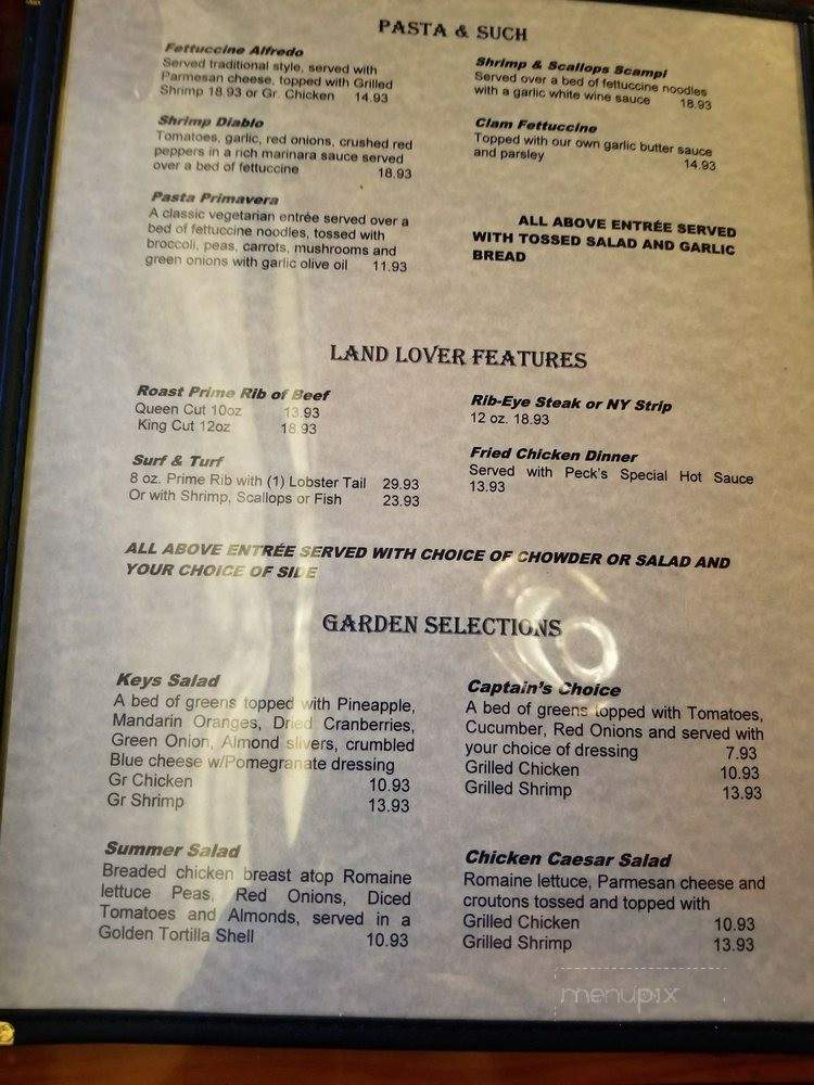 Peck's Old Port Cove - Crystal River, FL menu_pic