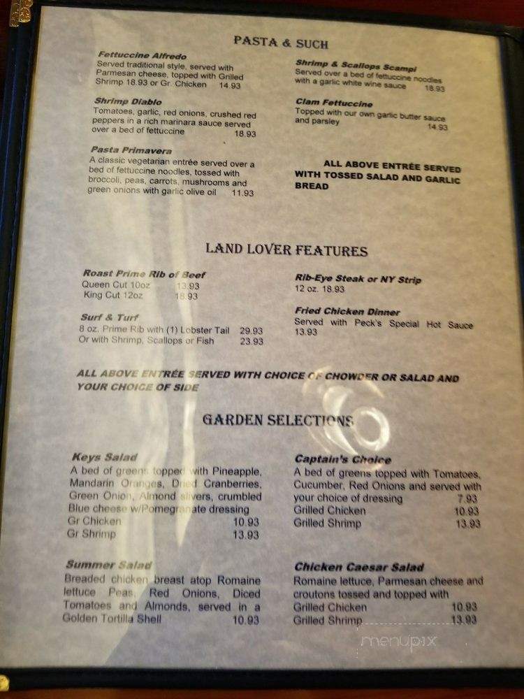 Peck's Old Port Cove - Crystal River, FL menu_pic