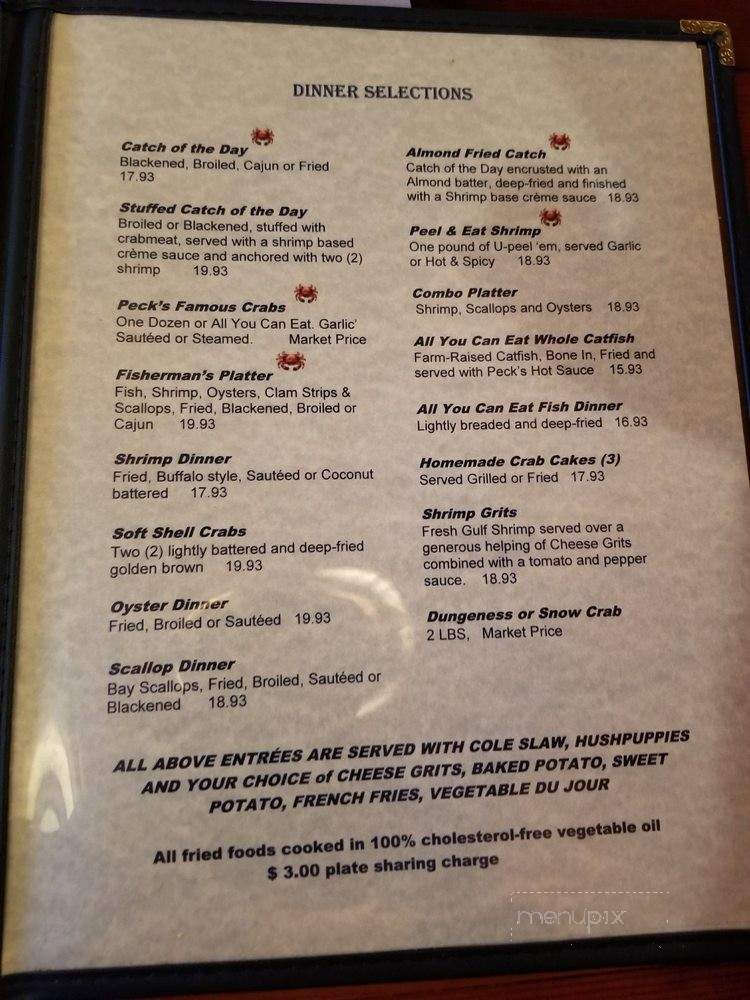 Peck's Old Port Cove - Crystal River, FL menu_pic