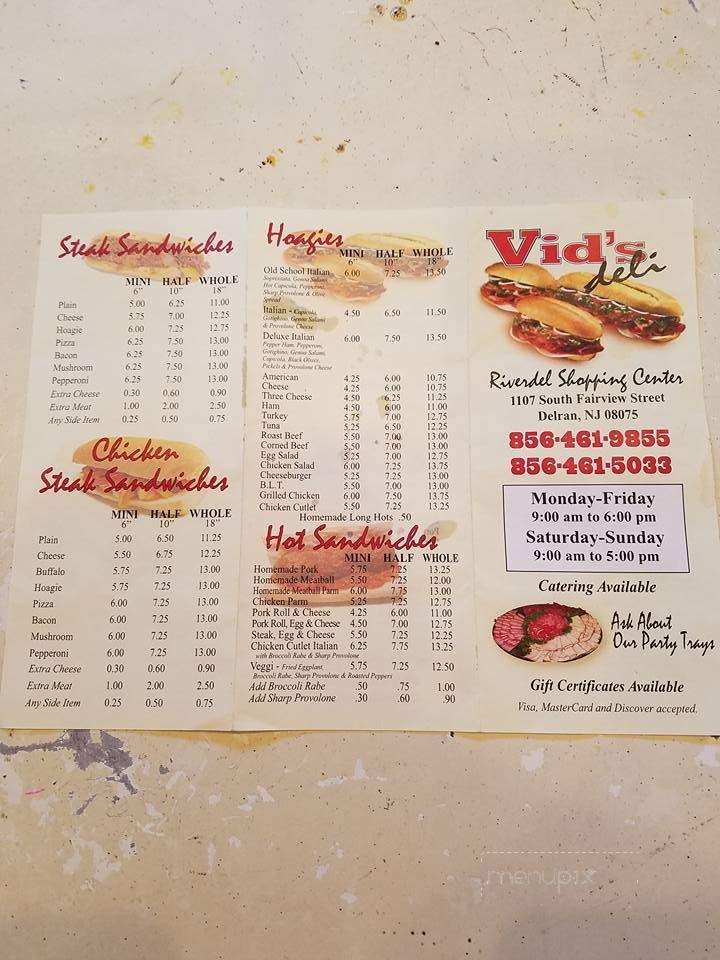 Vid's Deli - Delran, NJ menu_pic