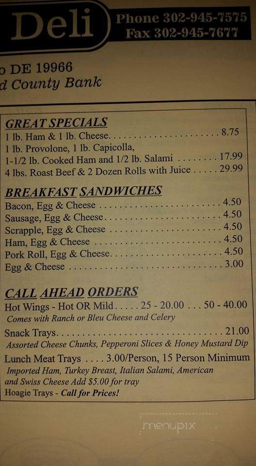 Long Neck Deli - Millsboro, DE menu_pic