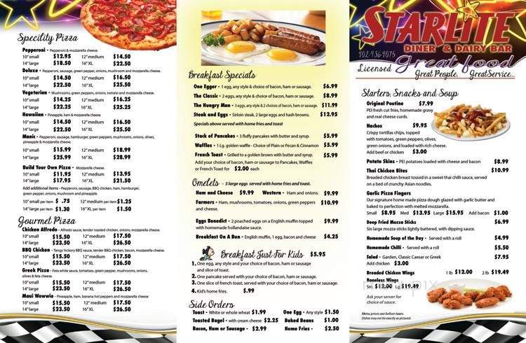 Starlite Diner - Summerside, PE menu_pic