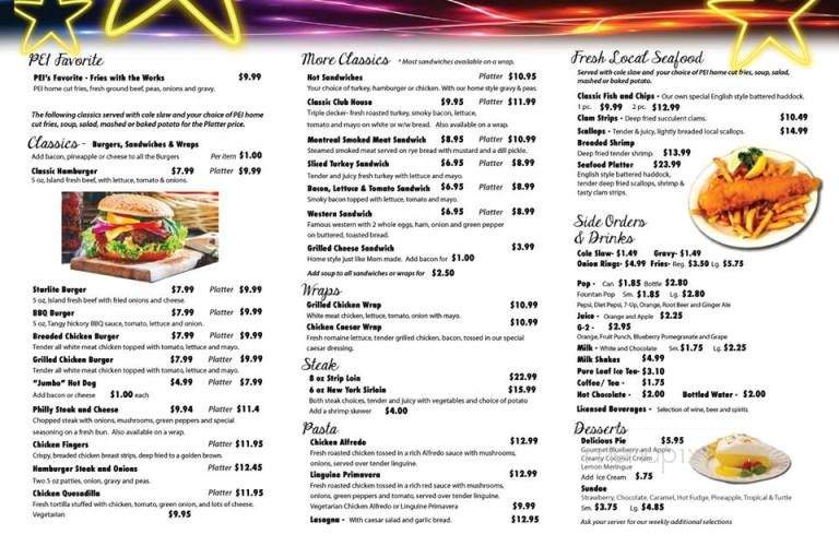 Starlite Diner - Summerside, PE menu_pic