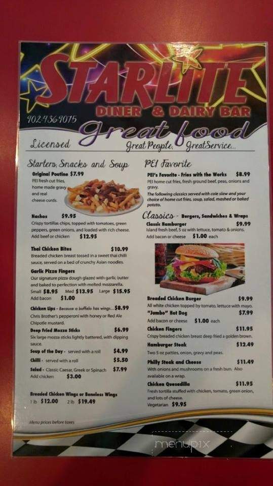 Starlite Diner - Summerside, PE menu_pic