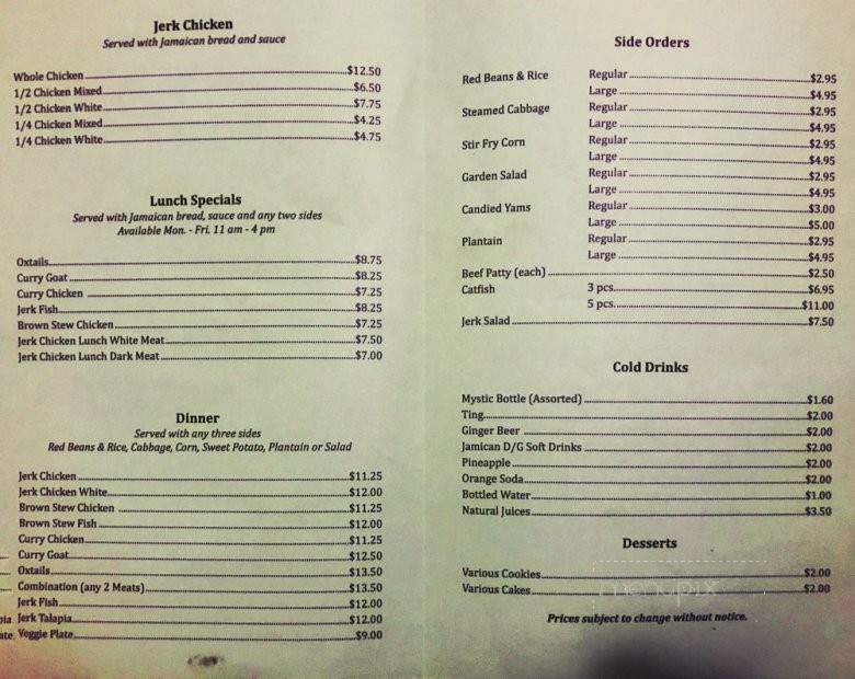Tropical Times Carribean - Maywood, IL menu_pic