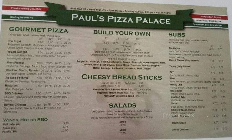 /4204427/Pauls-Pizza-White-Bluff-TN - White Bluff, TN