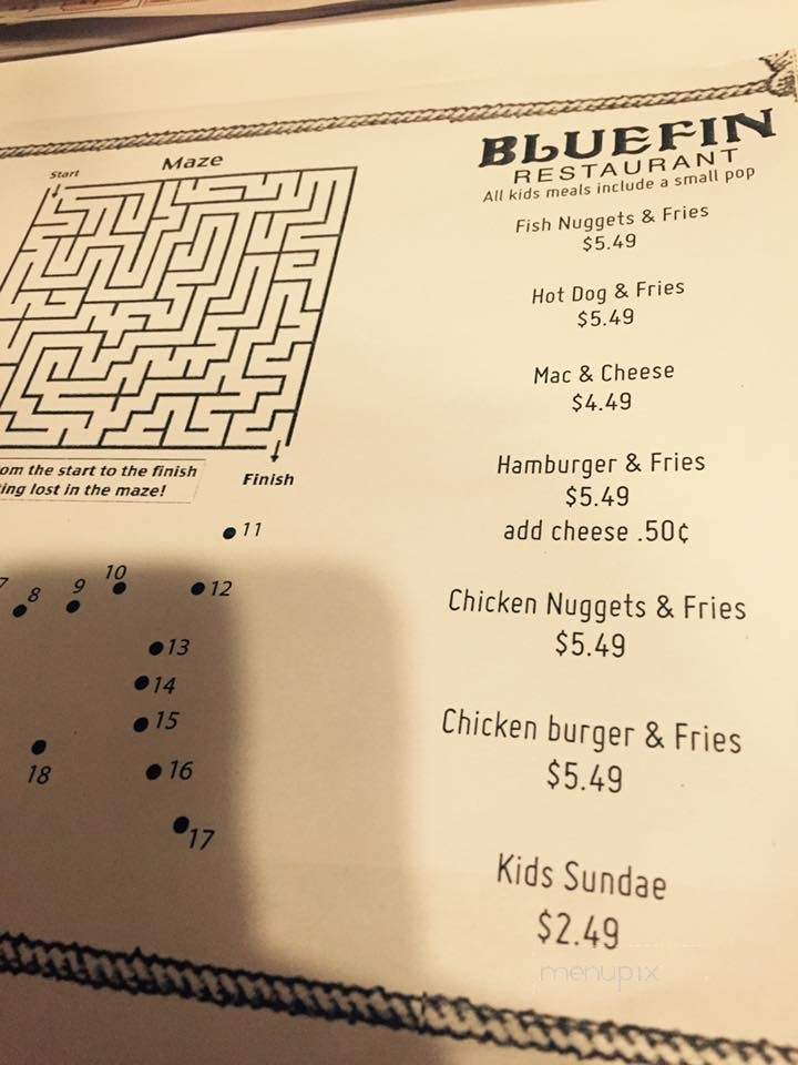 Bluefin Restaurant - Souris, PE menu_pic
