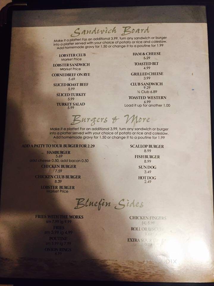 Bluefin Restaurant - Souris, PE menu_pic