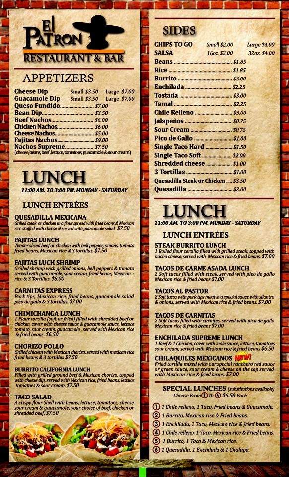 El Patron Mexican Restaurant and Bar - Rock Island, IL menu_pic