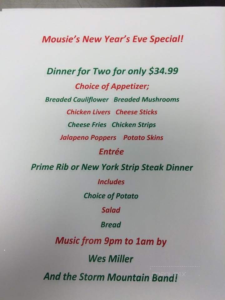 Mousie's - Connersville, IN menu_pic