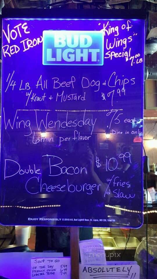 Red Iron Bar & Grill - Wellington, OH menu_pic