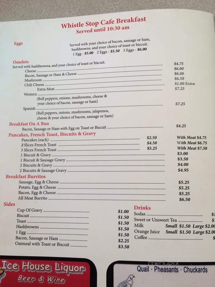 Whistle Stop Cafe - Decatur, TX menu_pic