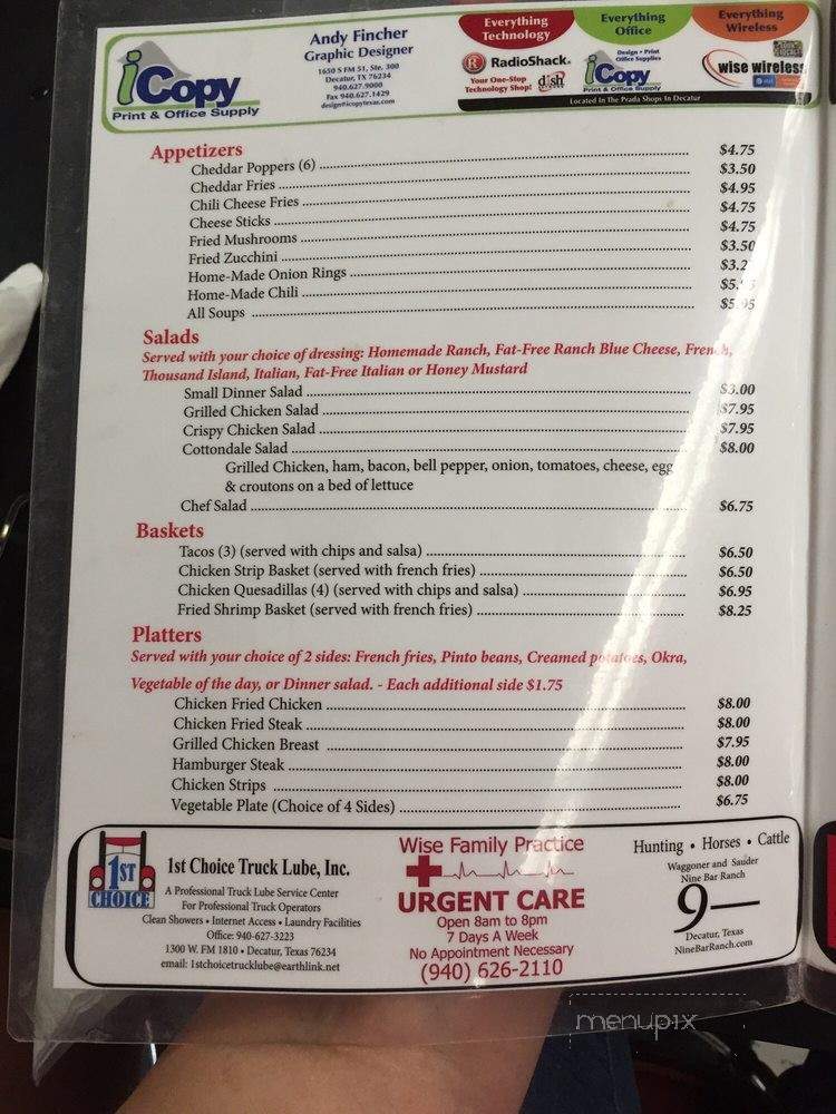 Whistle Stop Cafe - Decatur, TX menu_pic