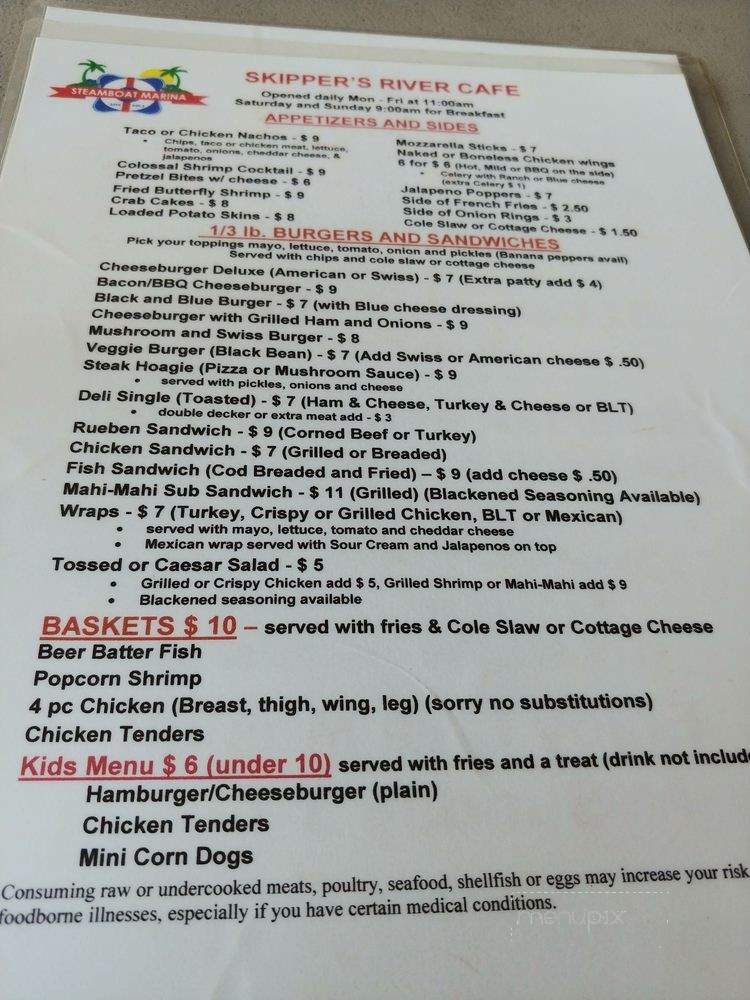 Skipper's River Cafe - New Richmond, OH menu_pic